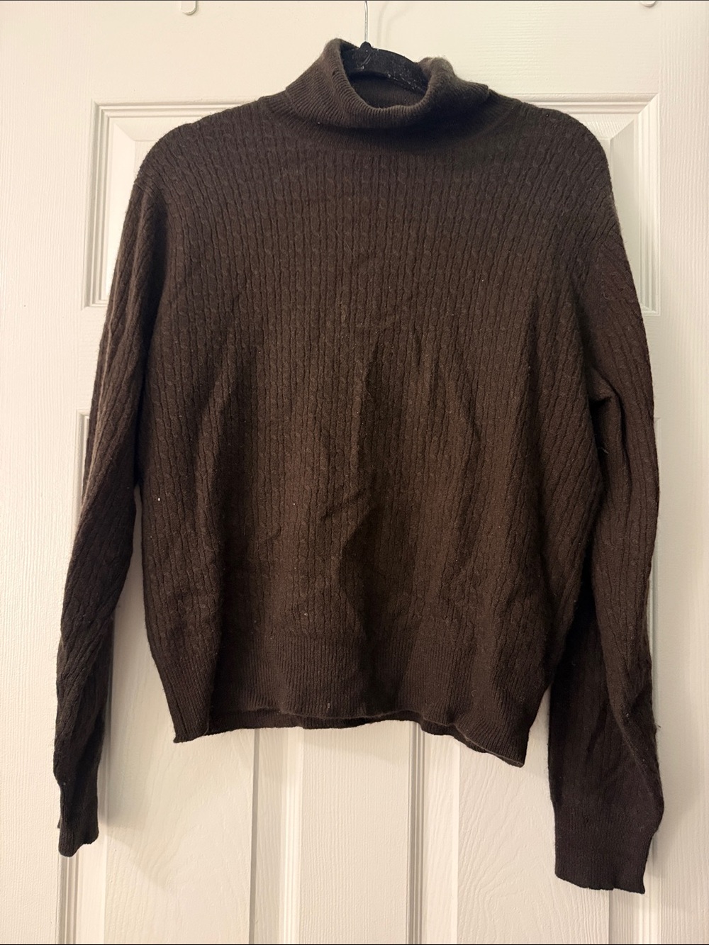 Lord & Taylor Brown Cable-Knit Turtleneck Sweater